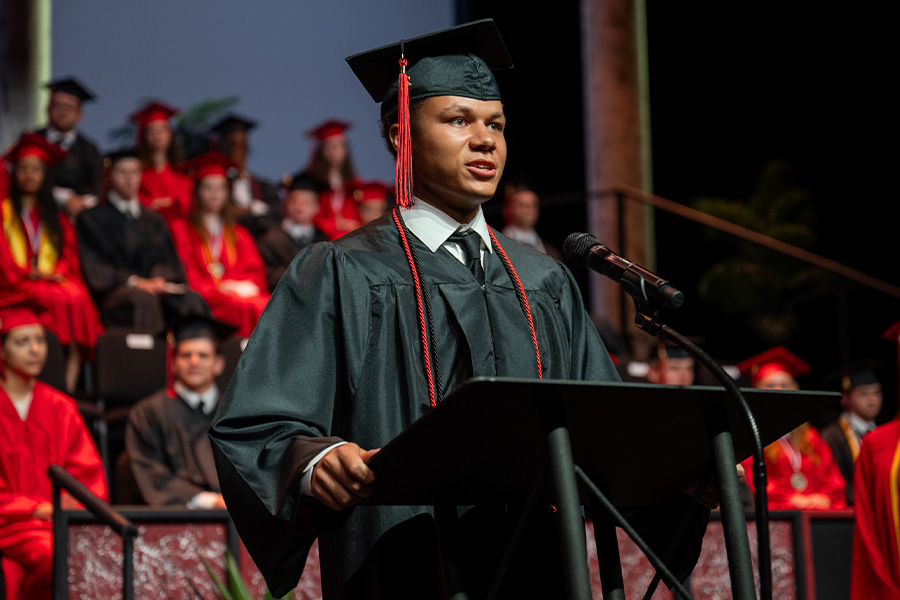 Graduate giving speech