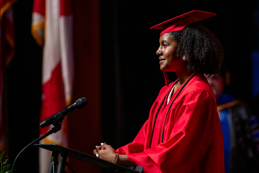 Graduate giving speech