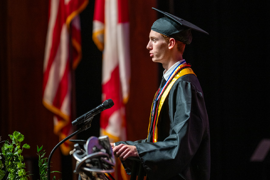 Graduate giving speech