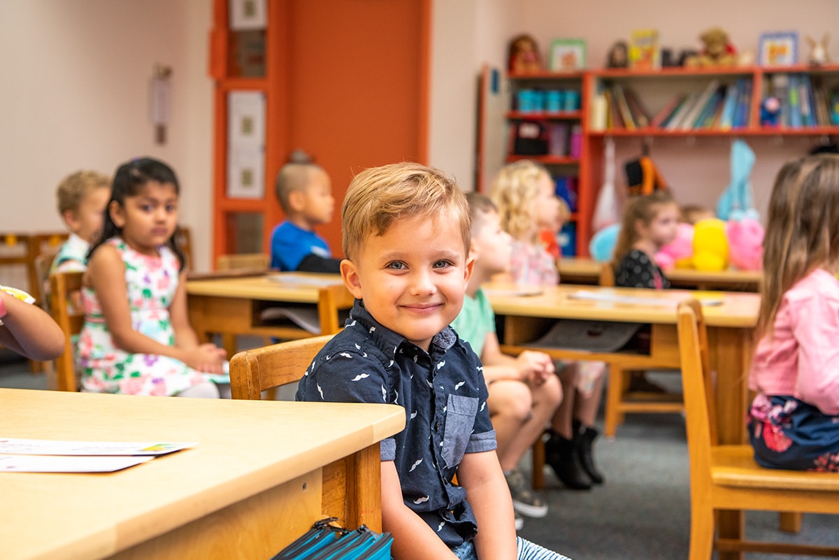 Child smiling in class