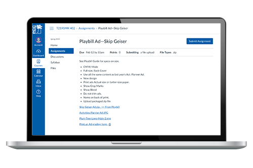 laptop with Canvas website open