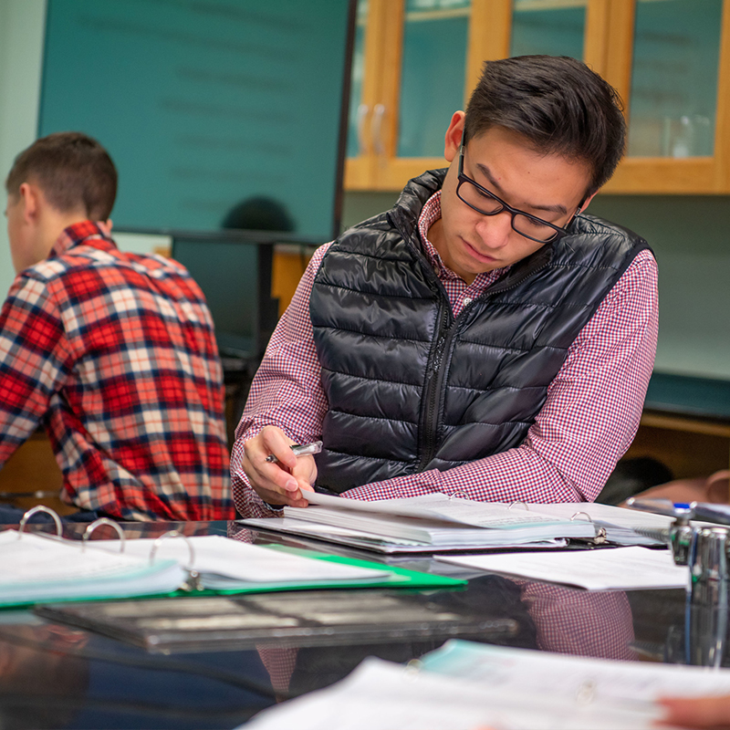 Student in classroom
