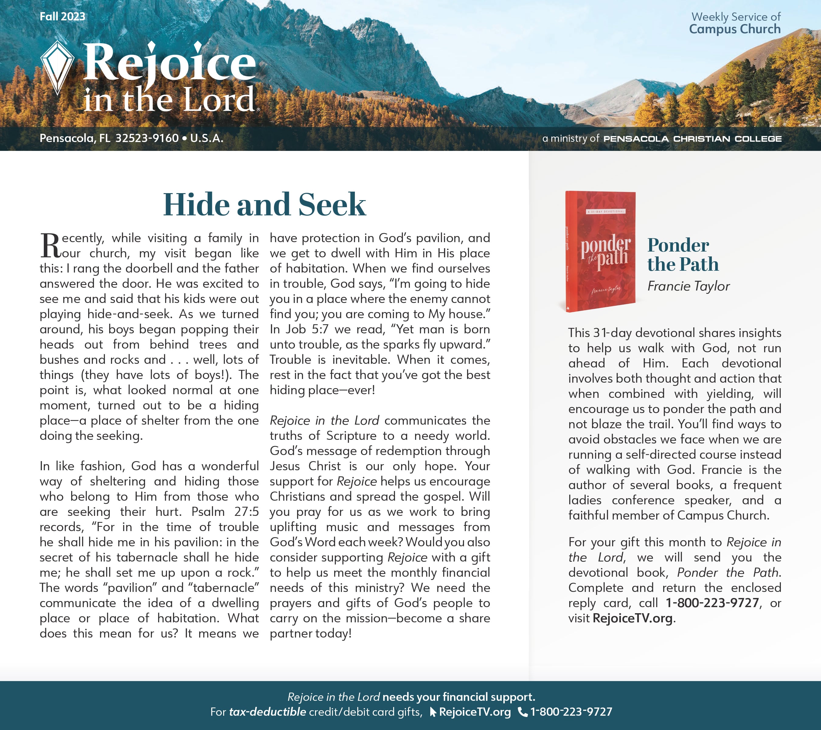 Fall 2023 Rejoice in the Lord Newsletter PDF