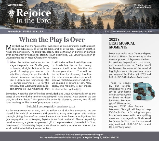 Winter 2023 Rejoice in the Lord Newsletter PDF