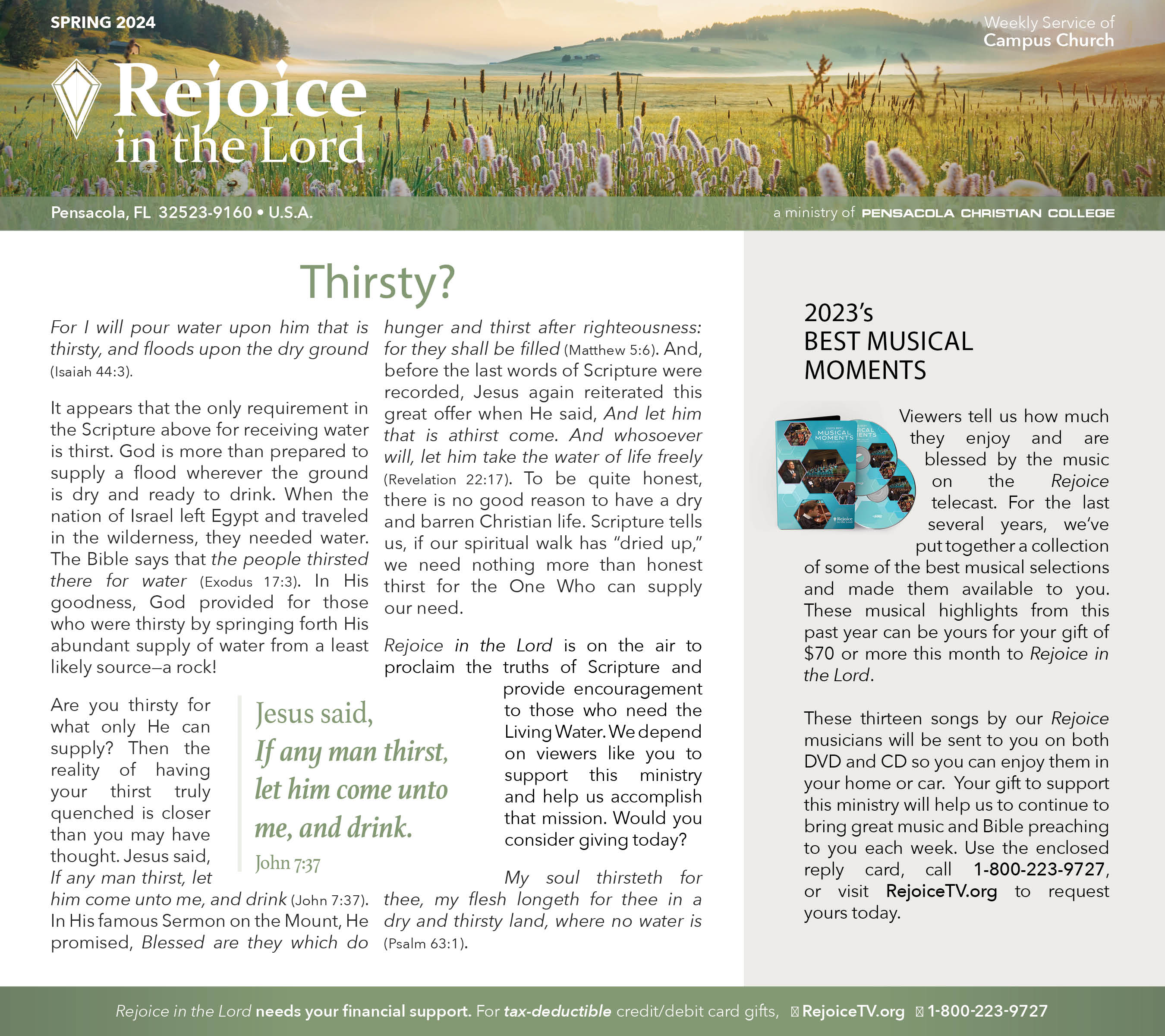 Spring 2024 Rejoice in the Lord Newsletter PDF