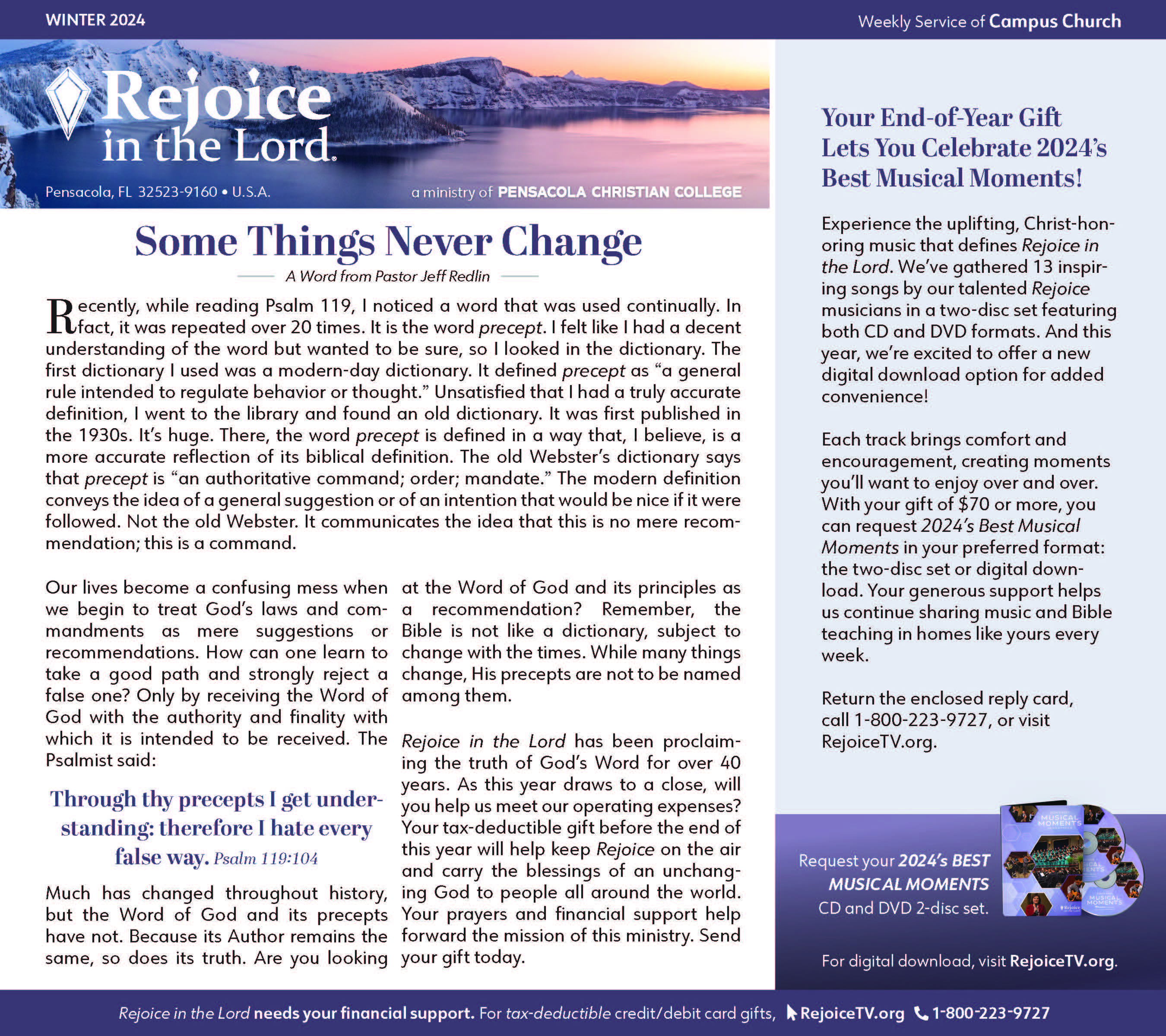 Winter 2024 Rejoice in the Lord Newsletter PDF