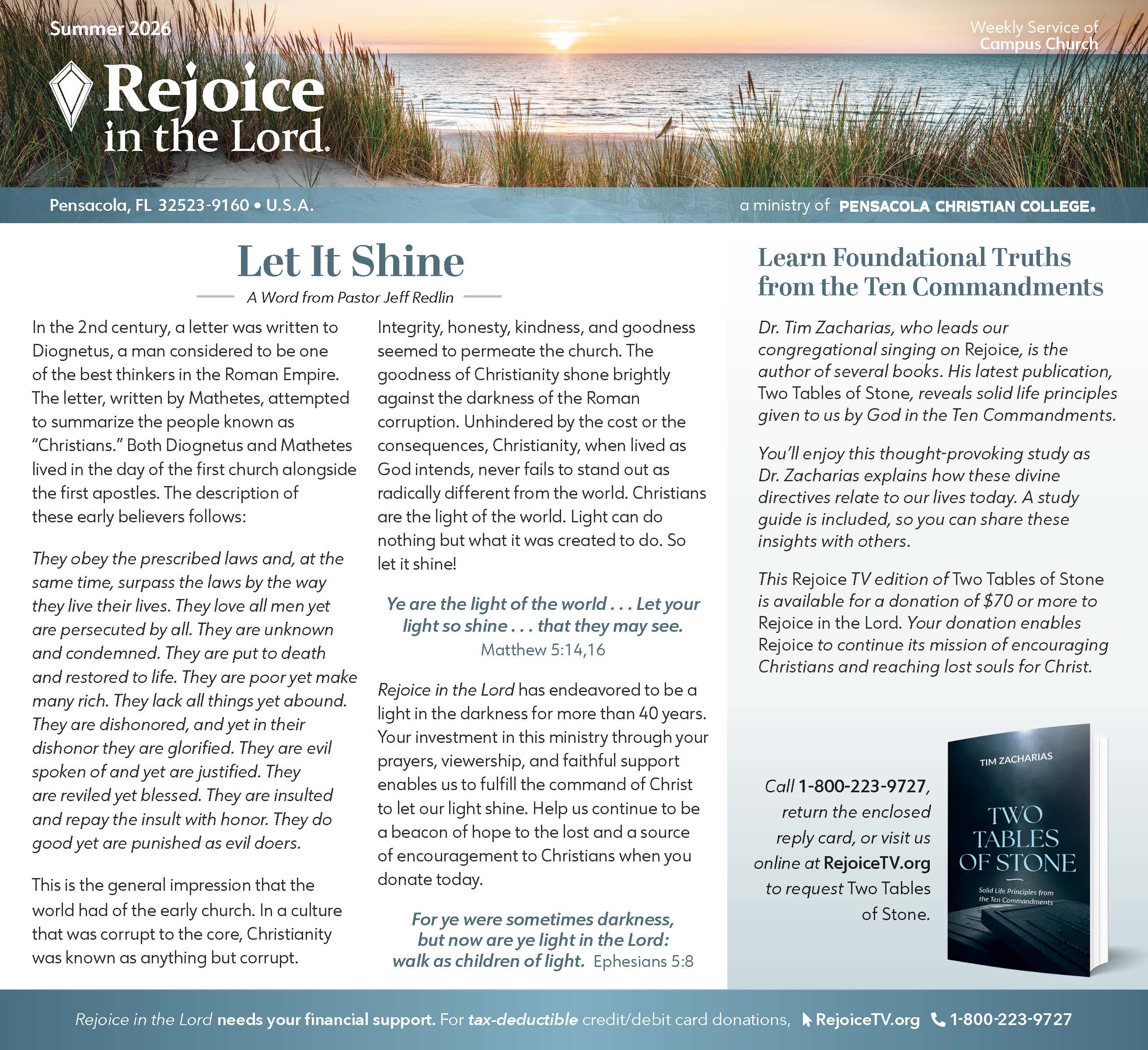 Summer 2026 Rejoice in the Lord Newsletter PDF