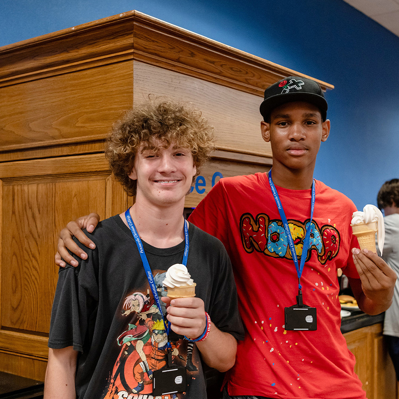 Campers eating ice cream