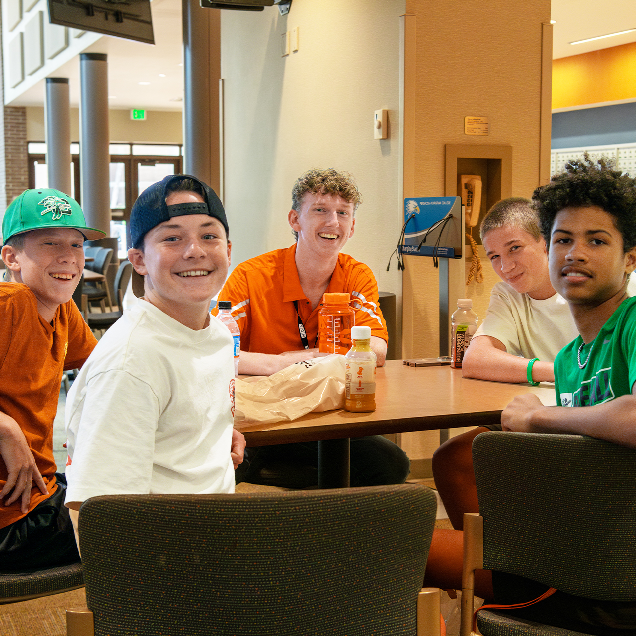 Campers and camp staff in the Commons