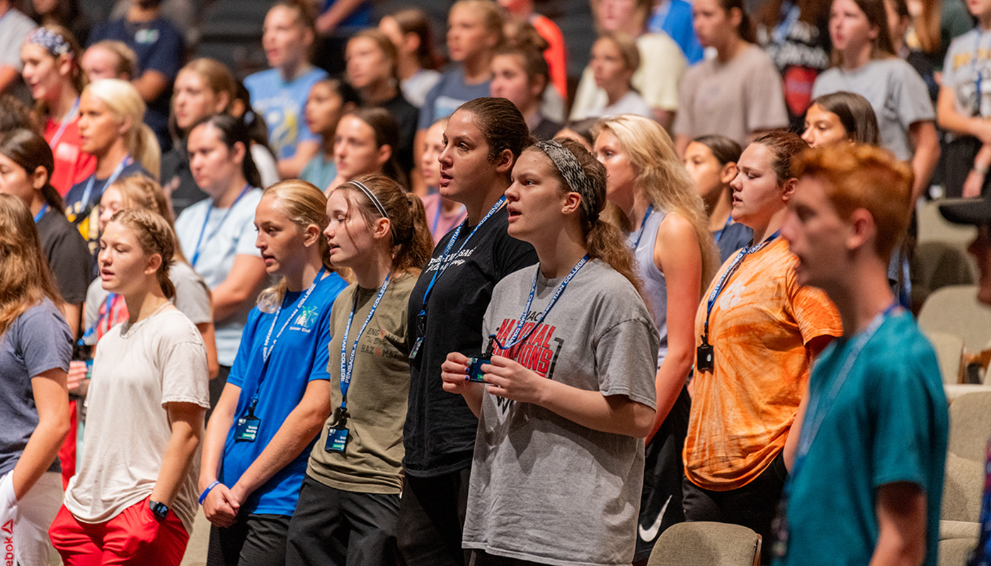 Campers during a service